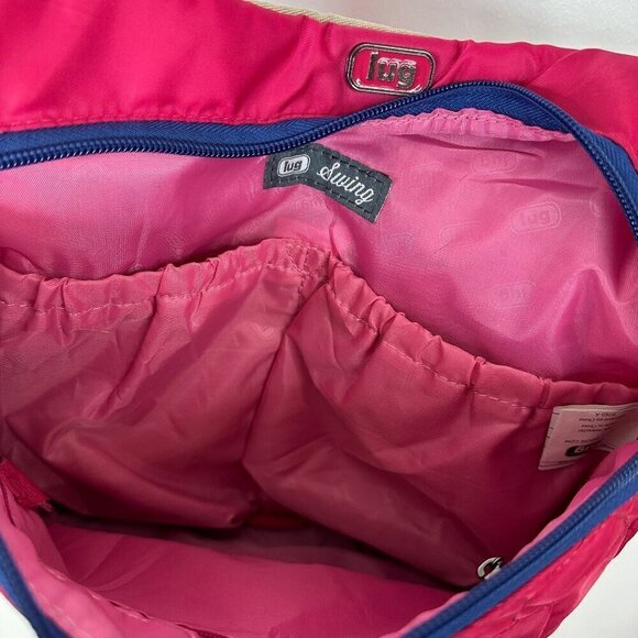 LUG  Swing Crossbody Bag Purse  Quilted Nylon  Lightweight  Dark Pink 12" x 9" - Picture 3 of 7